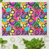 ゲイプライド·ジェンダー·ネオン·パターン キッチンタオル (折り畳み)