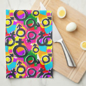 ゲイプライド·ジェンダー·ネオン·パターン キッチンタオル (四つ折り)