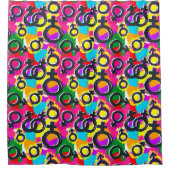 ゲイプライド·ジェンダー·ネオン·パターン シャワーカーテン (正面)