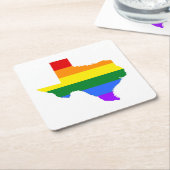 ゲイプライド|テキサス州レインボー スクエアペーパーコースター (アングル)