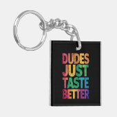 ゲイプライド ディストressed Dudes Just Taste Better キーホルダー (正面左)