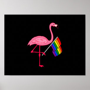 ゲイプライド·ピンク·フラミンゴLGBTプライド月の贈り物 ポスター