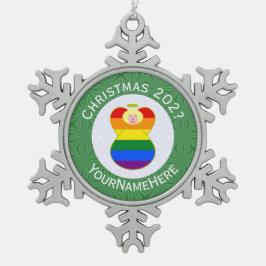 ゲイプライド ブロンド エンジェル クリスマス フラグ オーダーメイド スノーフレークピューターオーナメント