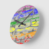 ゲイプライド/レインボーフラッグブリックウォール ラウンド壁時計 (傾斜)
