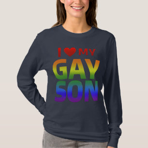 ゲイプライド・レインボー・フラッグ私は私のゲイの息子LGBTQが大好き Tシャツ