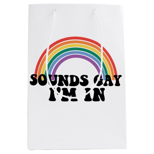ゲイプライド LGBT レインボー サウンド ゲイ アイム イン ミディアムペーパーバッグ (正面)