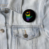 ゲイプライドASL手話LGBTろう認識度M 缶バッジ (インサイチュ)