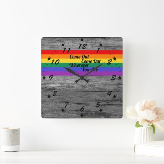 ゲイプライドLGBTが虹の旗を愛して勝利 スクエア壁時計 (ホーム)