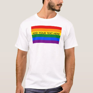 ゲイプライドLGBTレインボーストライプズカスタム文字 Tシャツ