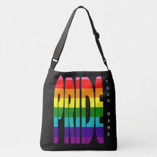 ゲイプライドLGBTレインボーフラッグタイポグラフィLGBTQ クロスボディバッグ