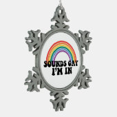 ゲイプライドLGBT Rainbow Soundsゲイ スノーフレークピューターオーナメント (左)