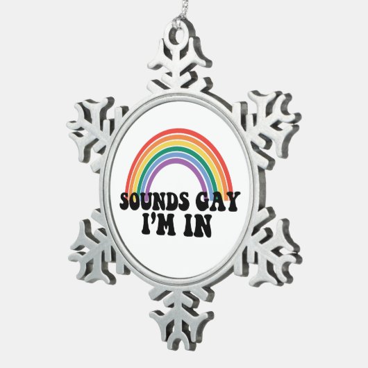 ゲイプライドLGBT Rainbow Soundsゲイ スノーフレークピューターオーナメント (右)