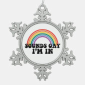 ゲイプライドLGBT Rainbow Soundsゲイ スノーフレークピューターオーナメント (正面)
