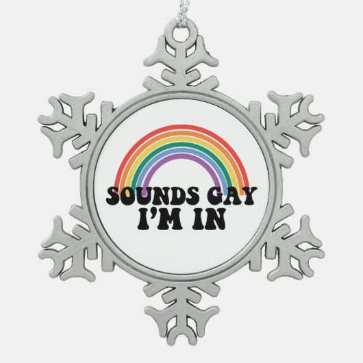 ゲイプライドLGBT Rainbow Soundsゲイ スノーフレークピューターオーナメント (正面)