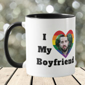 ゲイプライドLGBTQカスタムの写真I Love My Boyer マグカップ
