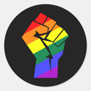 ゲイプライドLGBTQレインボーフラッグレジストレスト拳ゲイ右 ラウンドシール