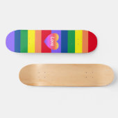 ゲイプライドLGBTQレインボー国旗のカラフルハート スケートボード (横)