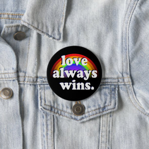ゲイプライドlgbtq平等の愛は常に虹を勝ち取る 缶バッジ