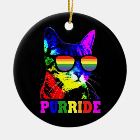 ゲイプライドs for Women Men LGBT Daddy Cat Gift セラミックオーナメント (正面)