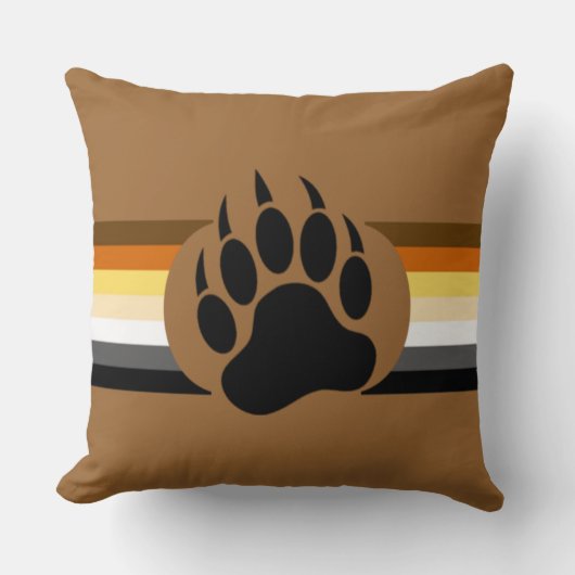 ゲイベアプライドカラーストライプズアンドベアーポー クッション (正面)