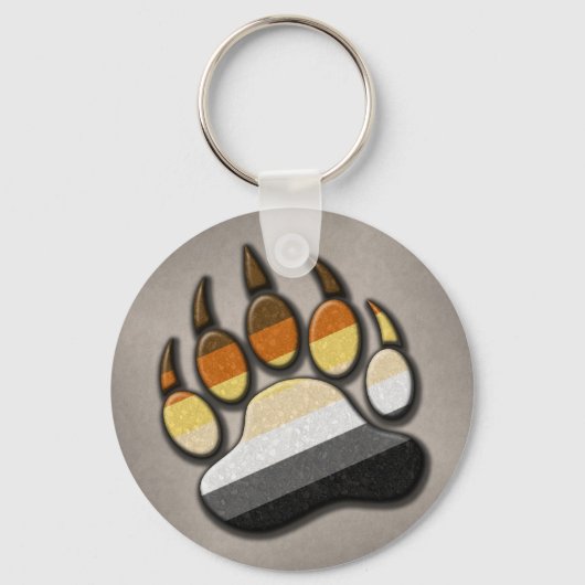 ゲイベアプライドフラグの色の付いたポーシンボル キーホルダー (正面)