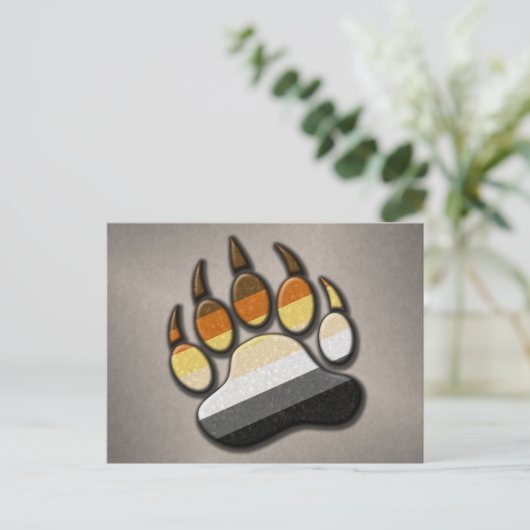 ゲイベアプライドフラグの色の付いたポーシンボル ポストカード (スタンド正面)