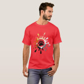 ゲイベアプライドフラッグの色スプラッシュベアポー Tシャツ (正面フル)