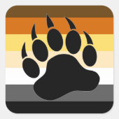 ゲイベアプライドフラッグの色ブラックベアポー スクエアシール (正面)