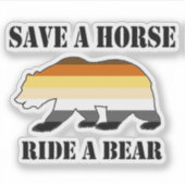 ゲイベアプライドフラッグ馬に乗って熊を保存 シール (正面)