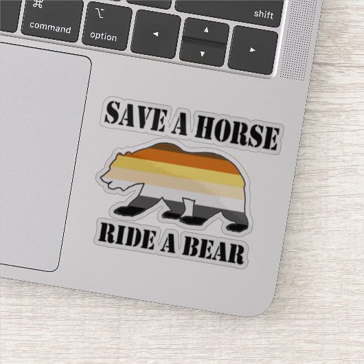 ゲイベアプライドフラッグ馬に乗って熊を保存 シール (詳細)