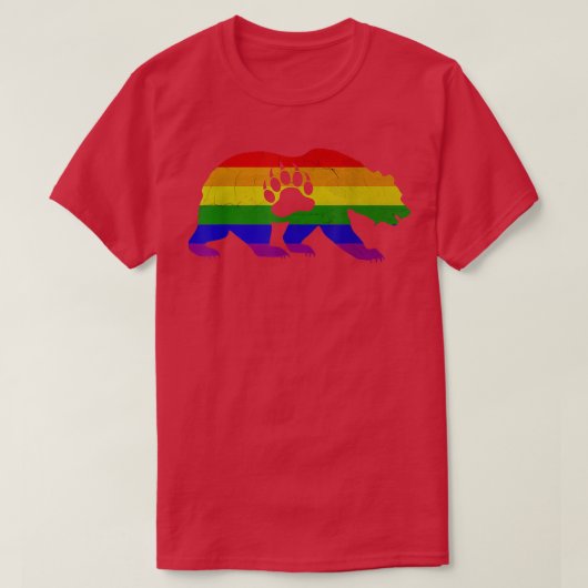 ゲイベアプライド- LGBTフラッグベアポー Tシャツ (デザイン正面)