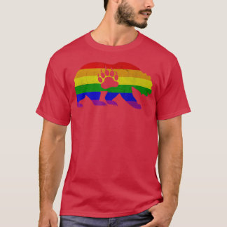 ゲイベアプライド- LGBTフラッグベアポー Tシャツ
