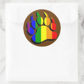 ゲイベアーポーレインボーフラッグと黒い影 ラウンドシール (バッグ)