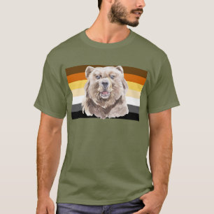ゲイベア国旗の茶色ストライプの Tシャツ