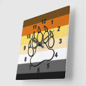 ゲイベア素晴らしプライドフラグベアポー スクエア壁時計 (傾斜)