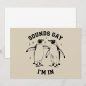 ゲイペンギンサウンドゲイ私はヴィンテージ同性愛者Lgbtqにいる 招待状 (正面/裏面)