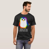 ゲイペンギンレインボープライド国旗LGBTQ カッコいい LGBT All Tシャツ (正面フル)