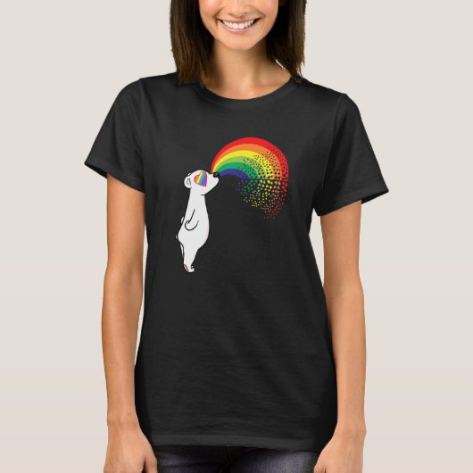 ゲイポーラーベアーレインボーヒー用Lgbtq物 Tシャツ (正面)