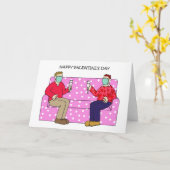 ゲイマスクのバレンタイン男性カップル顔 カード (黄色い花)