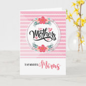 ゲイママの日ピンクのボンタンストライプカル カード (黄色い花)