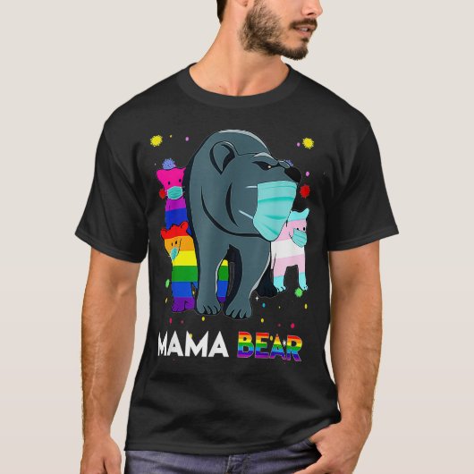 ゲイママベア誇りを持ったママLGBTQ親LGBTマザー Tシャツ (正面)