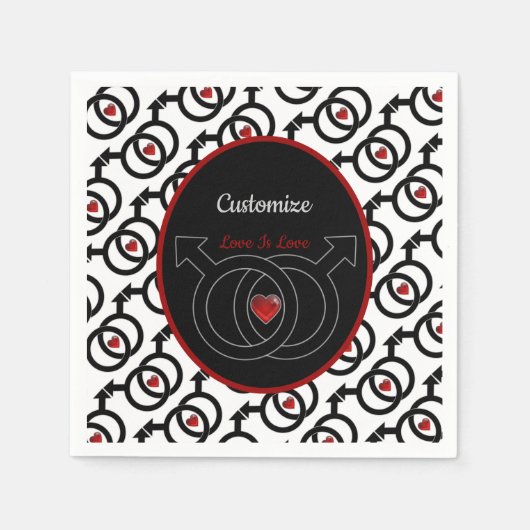 ゲイマリッジホワパーソナライズされたイト紙ナプキンス スタンダードカクテルナプキン (正面)