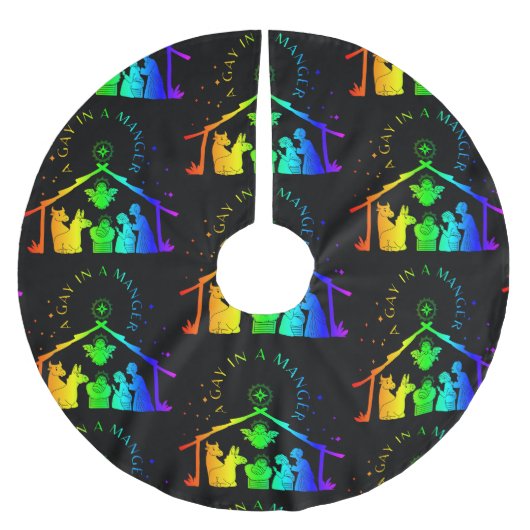 ゲイマンガーlgbtqクリスマスおもしろい ブラッシュドポリエステルツリースカート (正面)