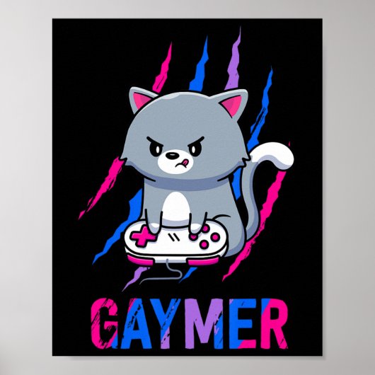 ゲイマーギークプライドLGBTビデオゲーム愛好家ギフトキャット ポスター (正面)