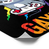 ゲイマー LGBT 猫 プライド Tシャツ 虹色 ゲーム好き ポスター (角)