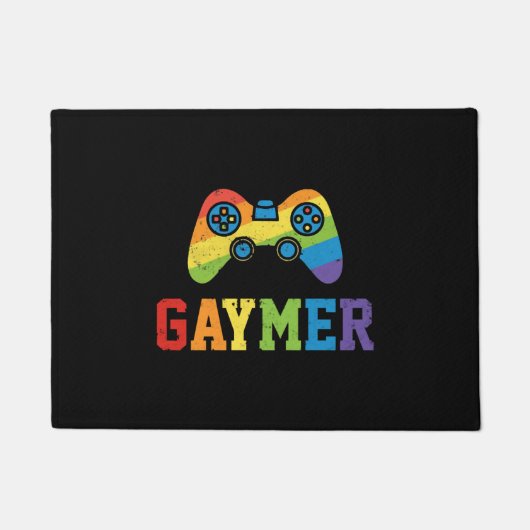 ゲイマーLGBTプライドギークおたくゲーム好き ドアマット (正面)