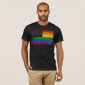 ゲイメリカン・プライド・フラッグ Tシャツ (正面フル)