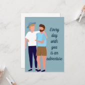 ゲイメンズカップルインラブアニバーサリーカスタム引用文 カード (正面/裏面インサイチュ)