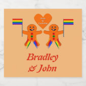 ゲイメンズクリスマスジンジャーブレッドカスタムカップル スパークリングワインラベル (シングルラベル)