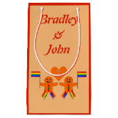 ゲイメンズクリスマスジンジャーブレッドカスタムカップル スモールペーパーバッグ (正面)